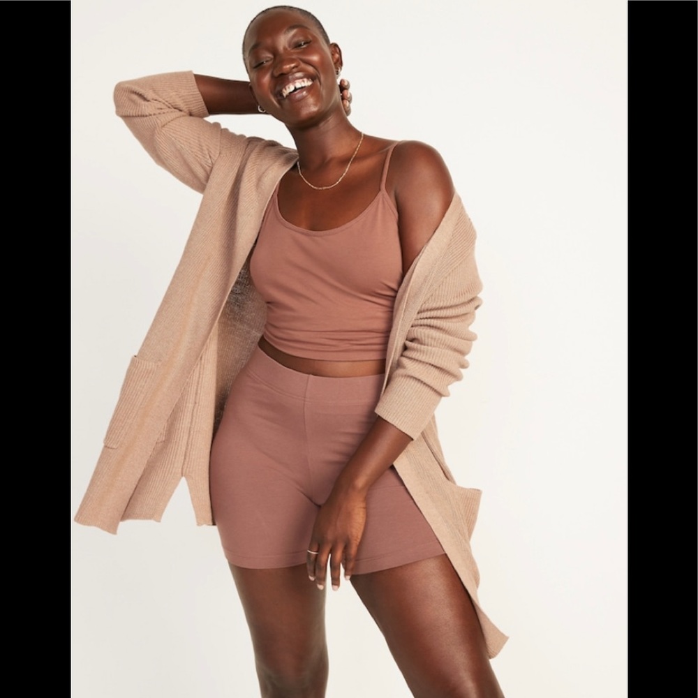 NWT rose/mauve colored Old navy shaker stitch long line open front cardigan